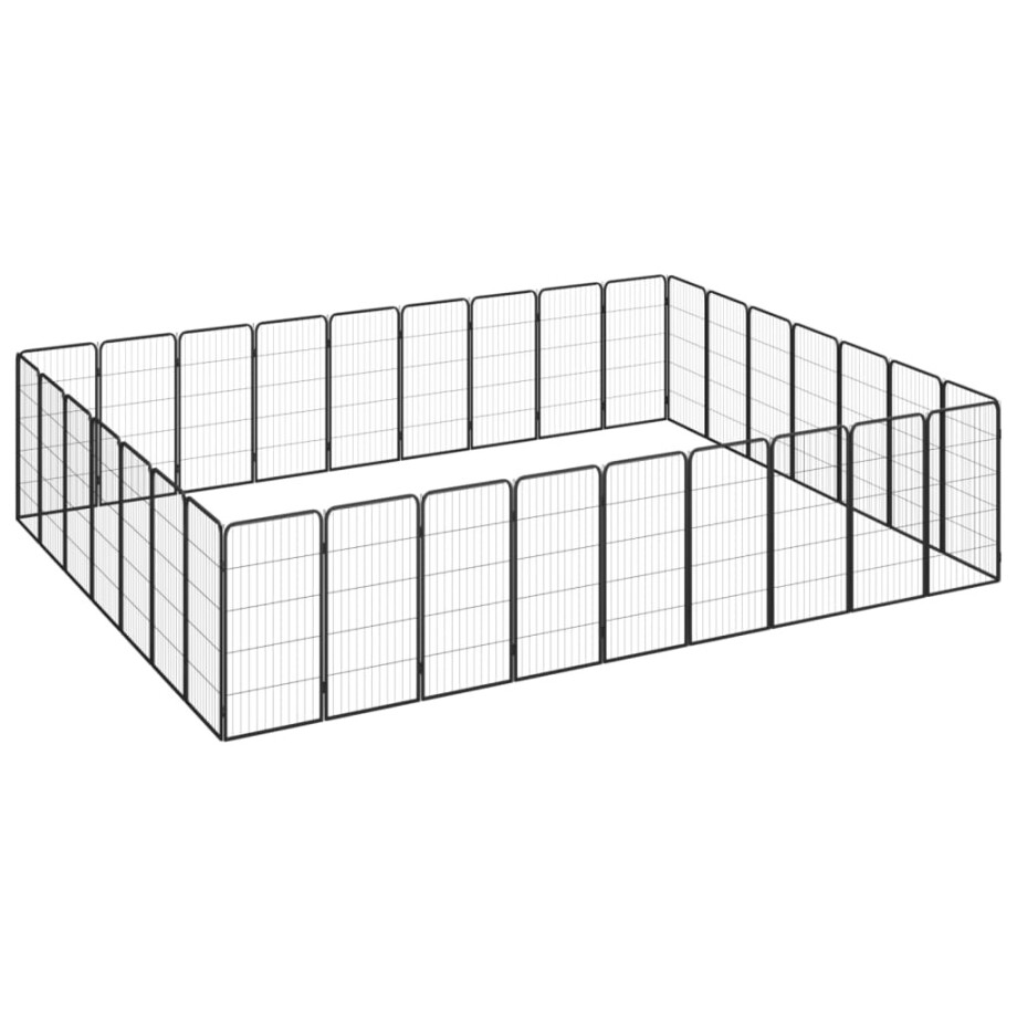 vidaXL Hondenkennel 32 panelen 50 x 100 cm gepoedercoat staal zwart afbeelding 1