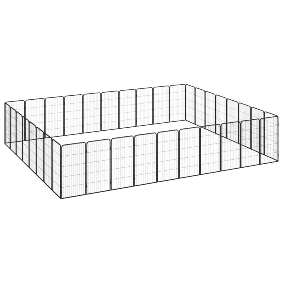 vidaXL Hondenkennel 36 panelen 50 x 100 cm gepoedercoat staal zwart afbeelding 1