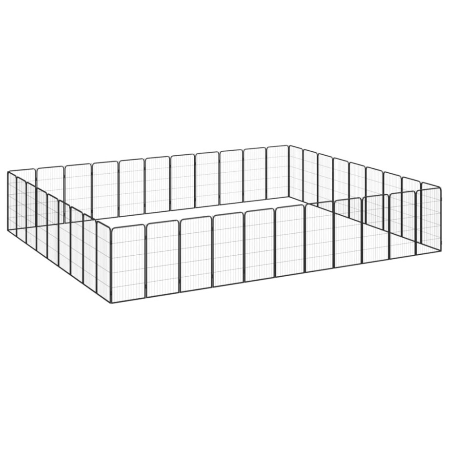 vidaXL Hondenkennel 40 panelen 50 x 100 cm gepoedercoat staal zwart afbeelding 1