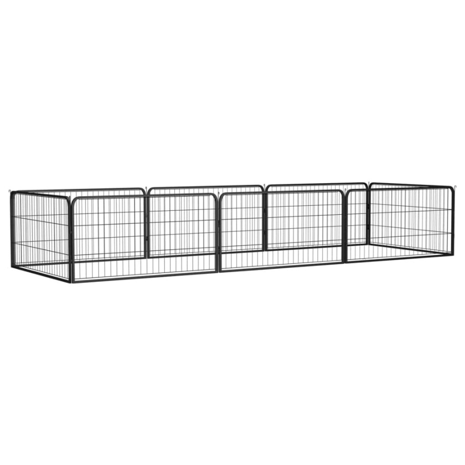 vidaXL Hondenkennel 8 panelen 100x50 cm gepoedercoat staal zwart afbeelding 1
