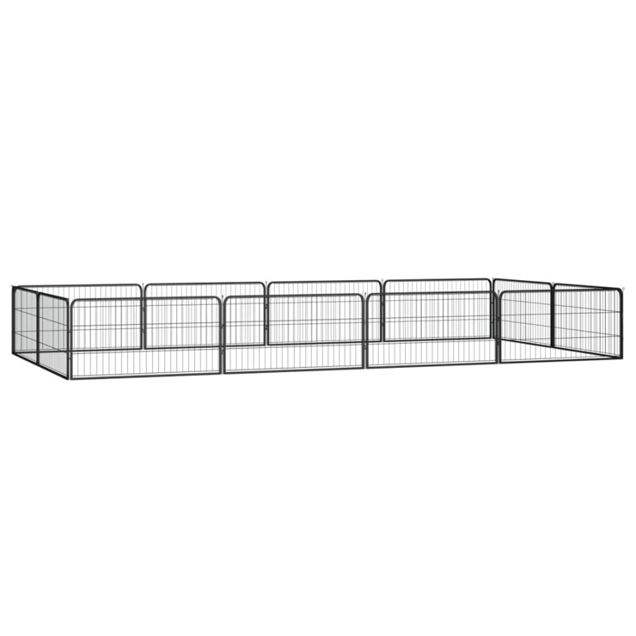 vidaXL Hondenkennel 12 panelen 100x50 cm gepoedercoat staal zwart afbeelding 1