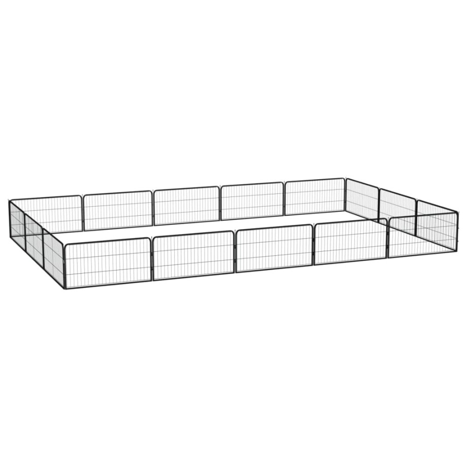 vidaXL Hondenkennel 16 panelen 100x50 cm gepoedercoat staal zwart afbeelding 1