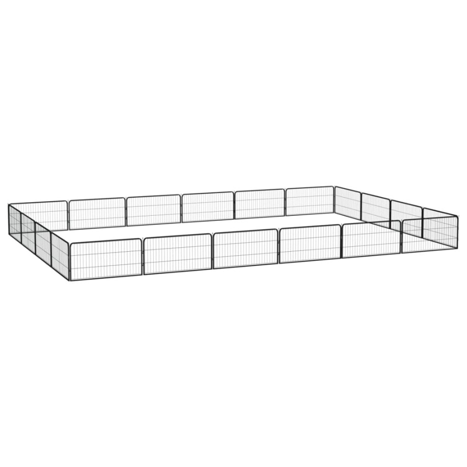 vidaXL Hondenkennel 20 panelen 100x50 cm gepoedercoat staal zwart afbeelding 1