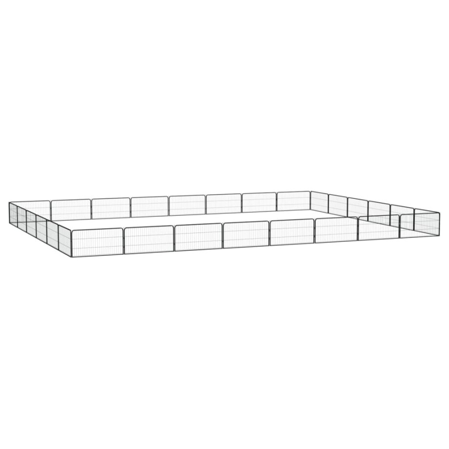 vidaXL Hondenkennel 28 panelen 100x50 cm gepoedercoat staal zwart afbeelding 1