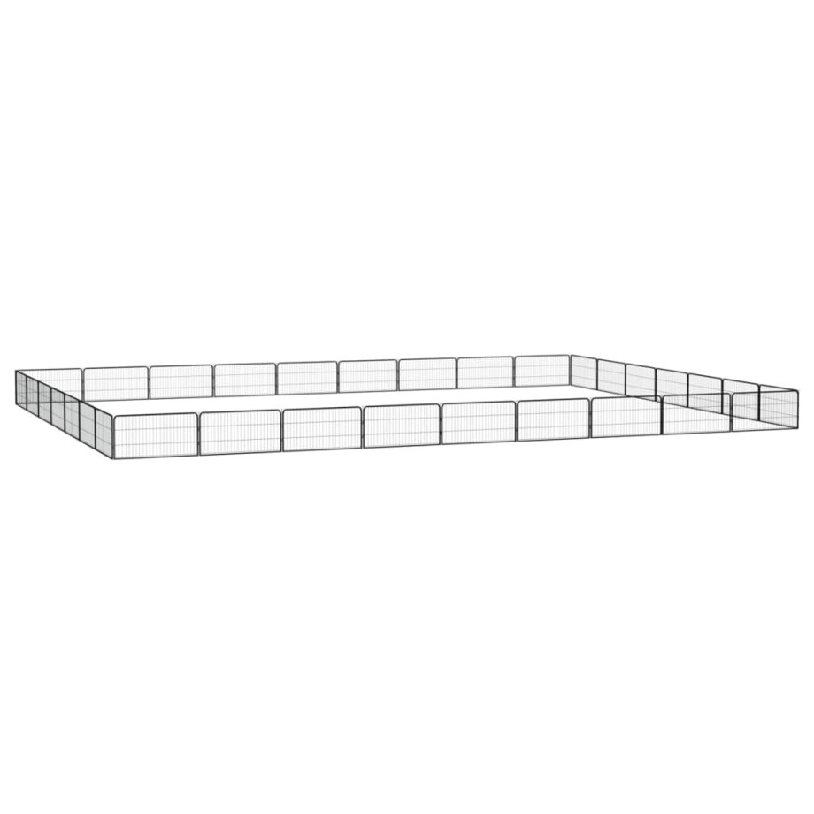 vidaXL Hondenkennel 32 panelen 100x50 cm gepoedercoat staal zwart afbeelding 1