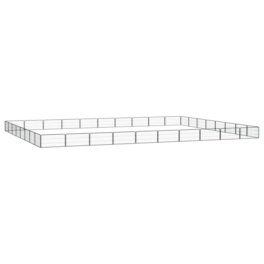 vidaXL Hondenkennel 36 panelen 100x50 cm gepoedercoat staal zwart afbeelding 1