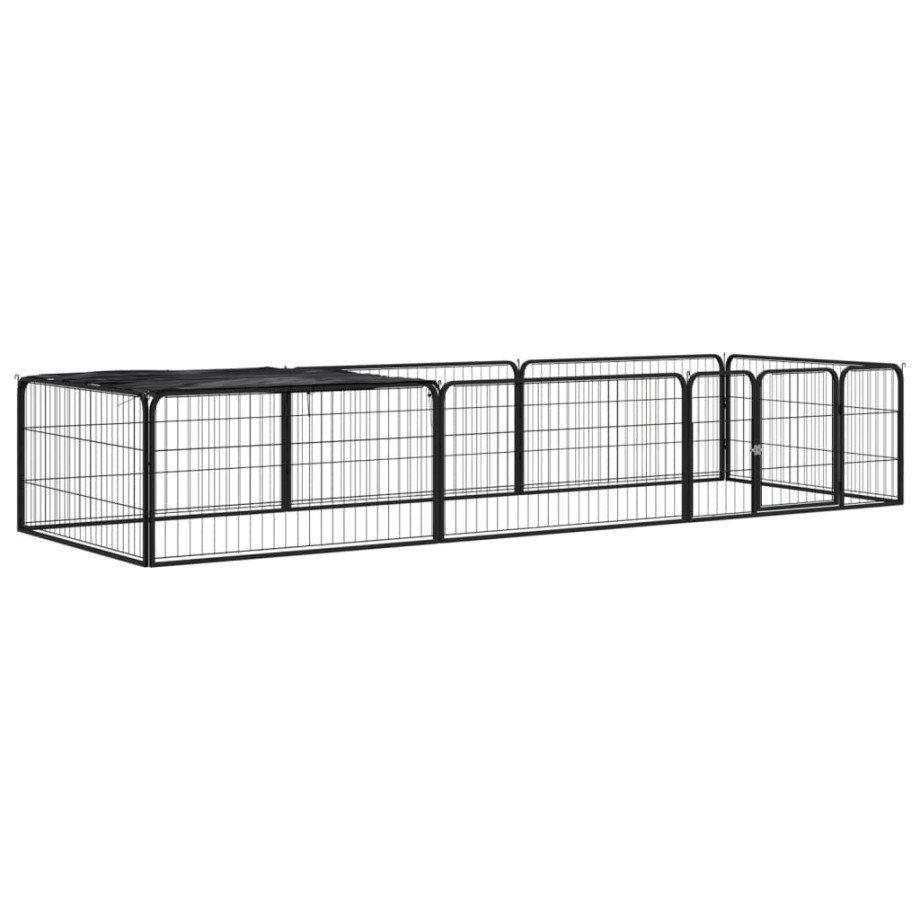 vidaXL Hondenkennel 8 panelen 100x50 cm gepoedercoat staal zwart afbeelding 1