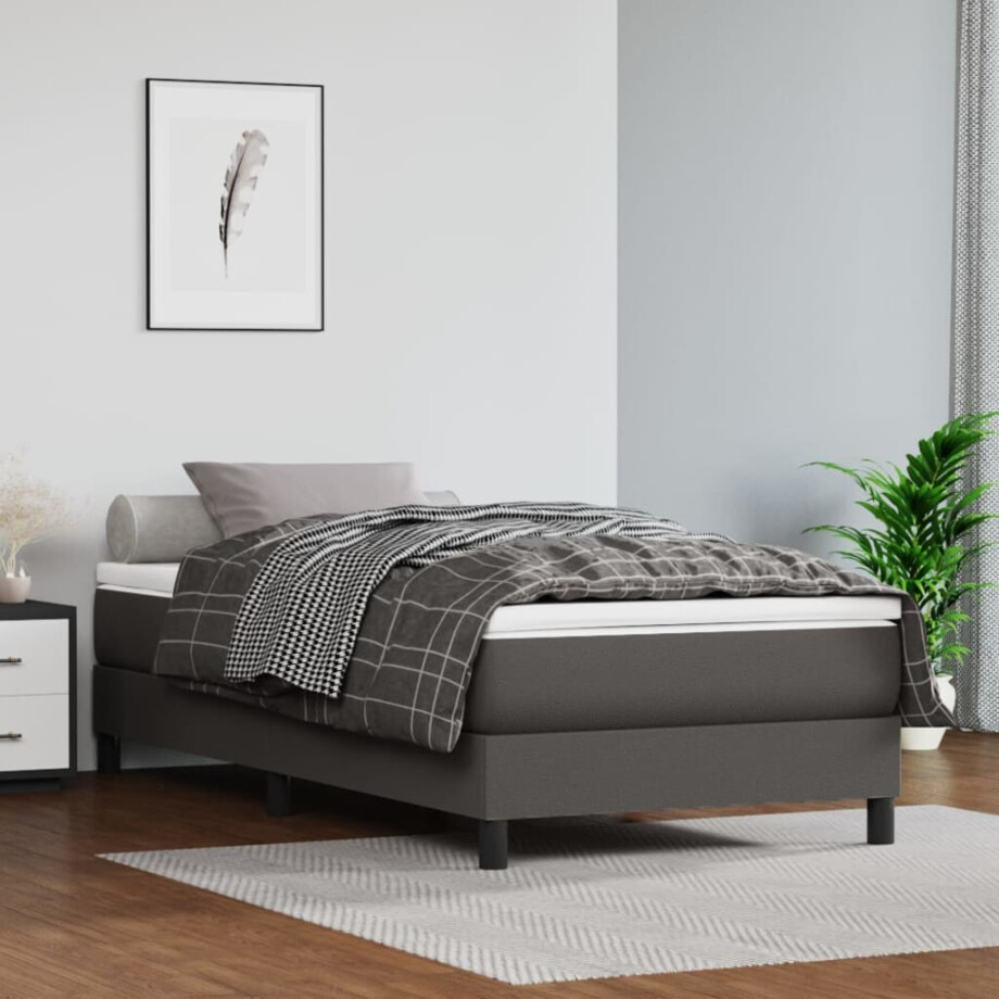 vidaXL Pocketveringmatras medium 80x200x20 cm kunstleer grijs vidaXL Pocketveringmatras medium 80x200x20 cm kunstleer grijs afbeelding 1