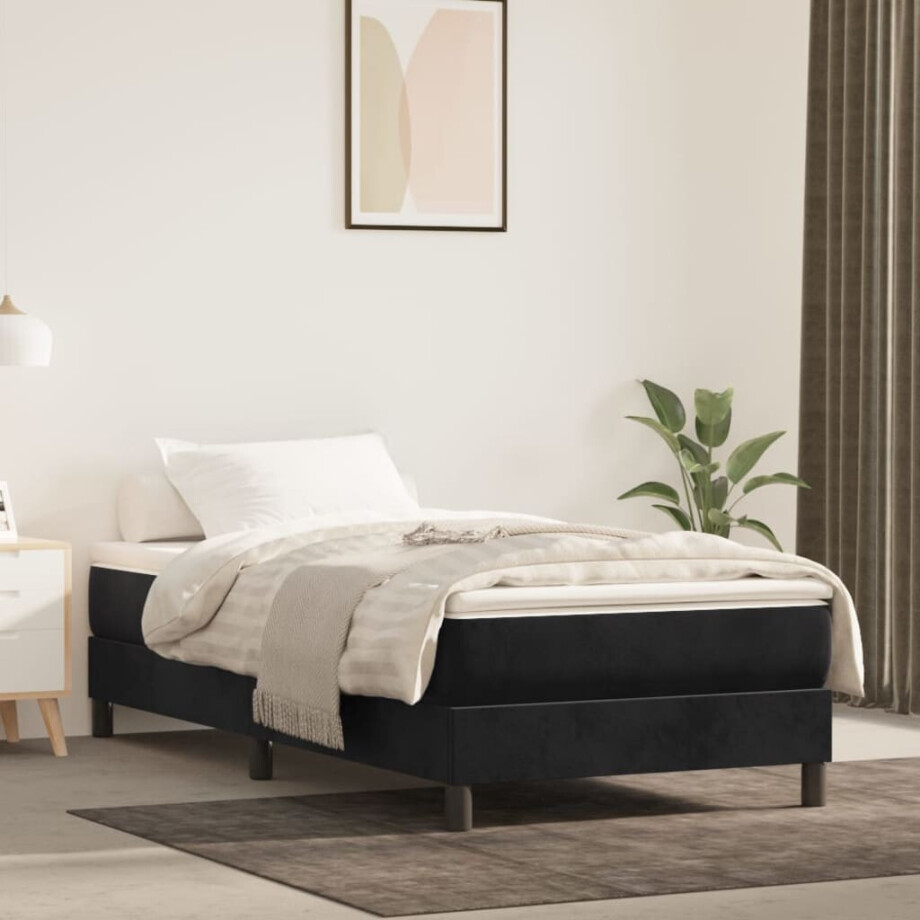 vidaXL Pocketveringmatras medium 90x190x20 cm fluweel zwart afbeelding 1