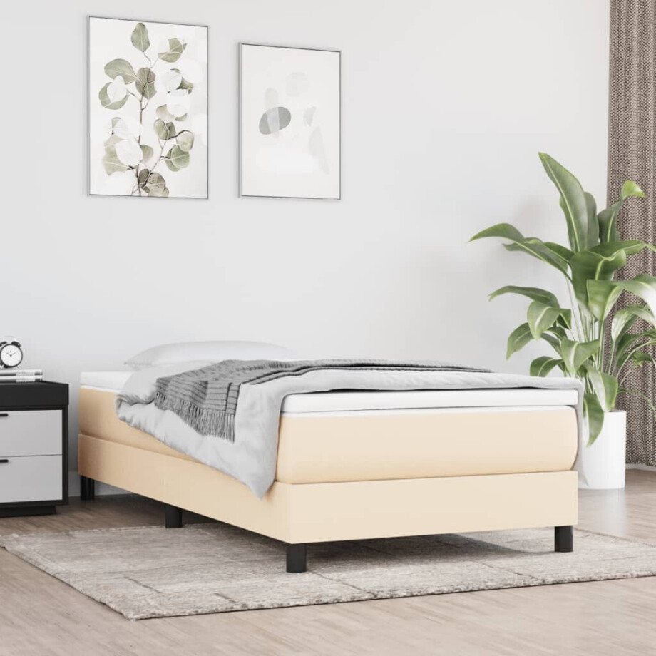 vidaXL Pocketveringmatras medium 90x200x20 cm stof crèmekleurig afbeelding 1