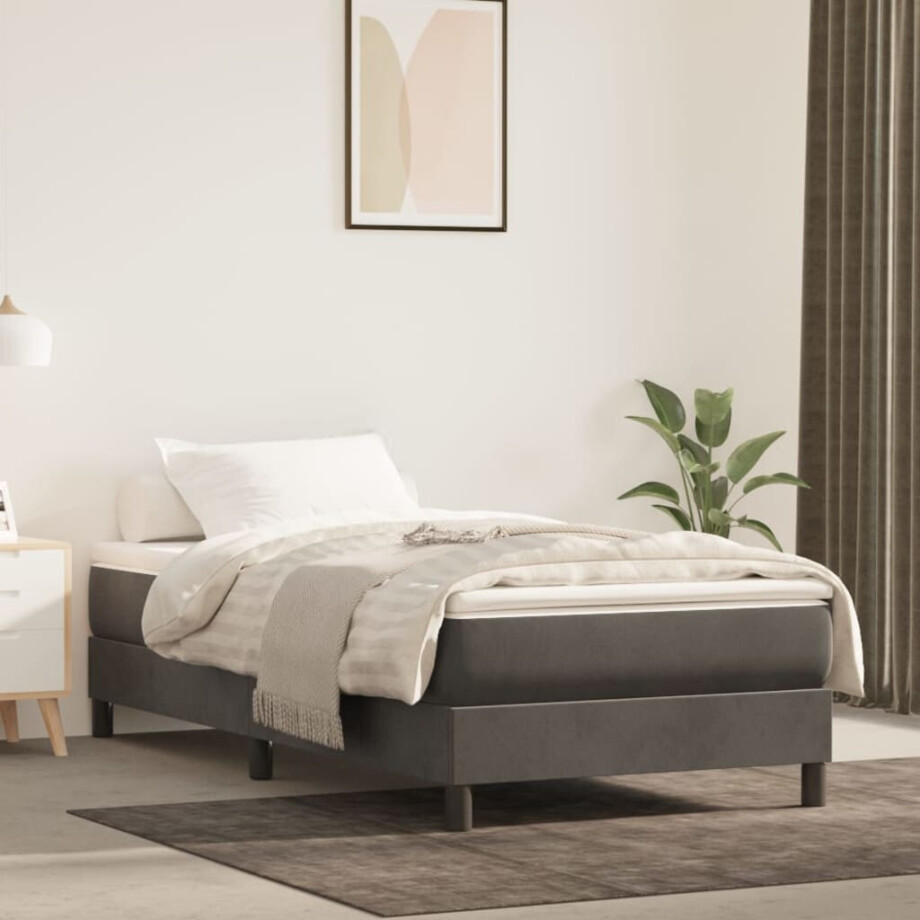 vidaXL Pocketveringmatras medium 100x200x20 cm fluweel donkergrijs afbeelding 1