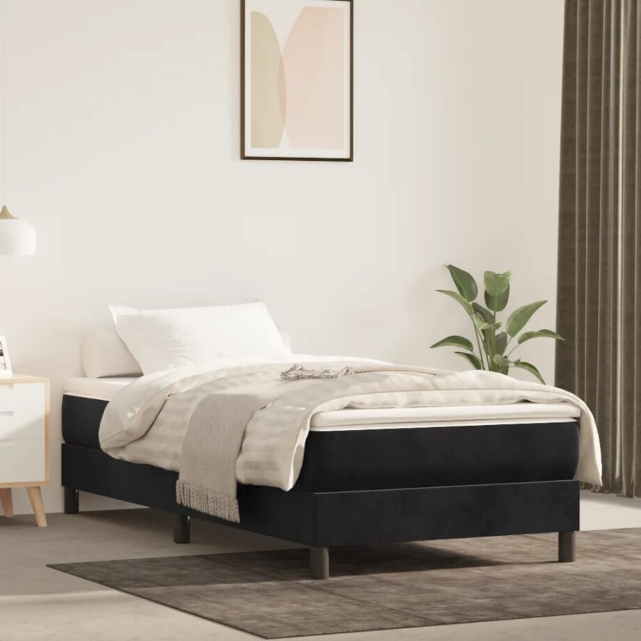 vidaXL Pocketveringmatras medium 100x200x20 cm fluweel zwart vidaXL Pocketveringmatras medium 100x200x20 cm fluweel zwart afbeelding 1
