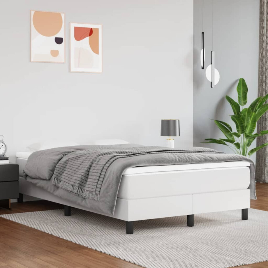 vidaXL Pocketveringmatras medium 120x200x20 cm kunstleer wit afbeelding 1