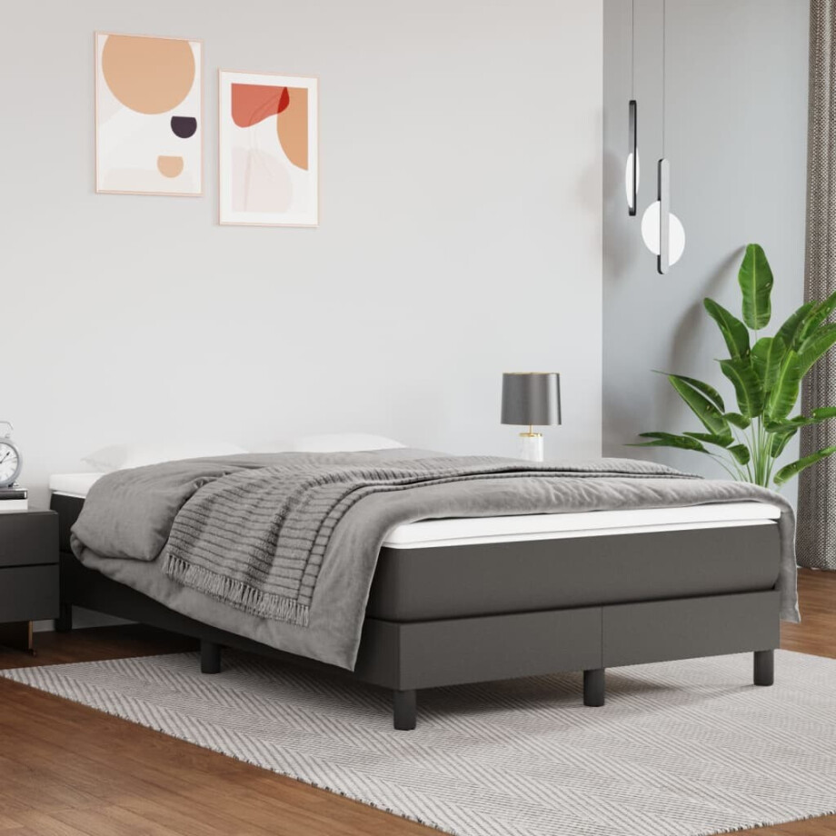 vidaXL Pocketveringmatras medium 120x200x20 cm kunstleer grijs vidaXL Pocketveringmatras medium 120x200x20 cm kunstleer grijs afbeelding 1