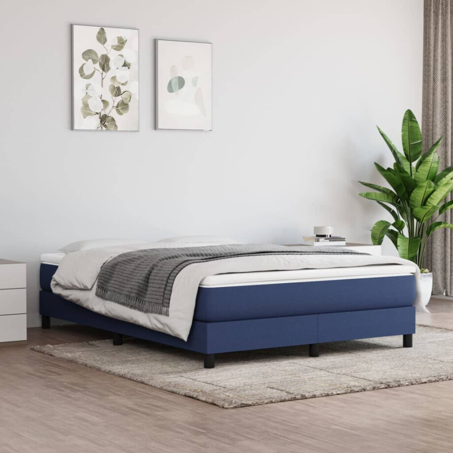 vidaXL Pocketveringmatras 140x190x20 cm stof blauw afbeelding 1