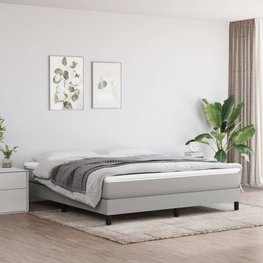 vidaXL Pocketveringmatras medium 180x200x20 cm stof lichtgrijs afbeelding 1