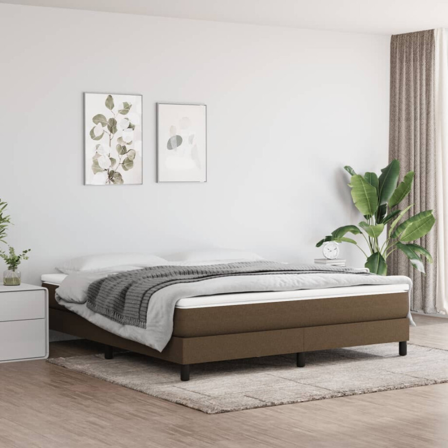 vidaXL Pocketveringmatras medium 160x200x20 cm stof donkerbrui8 afbeelding 1