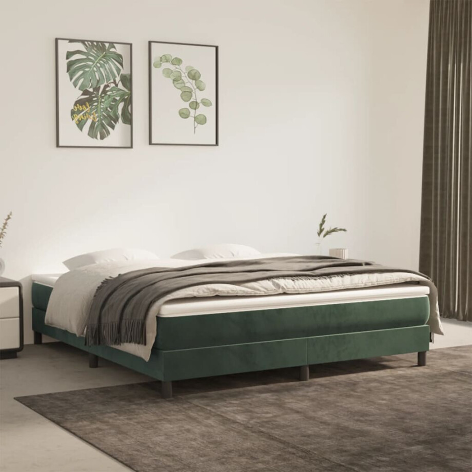 vidaXL Pocketveringmatras medium 180x200x20 cm fluweel donkergroen afbeelding 1