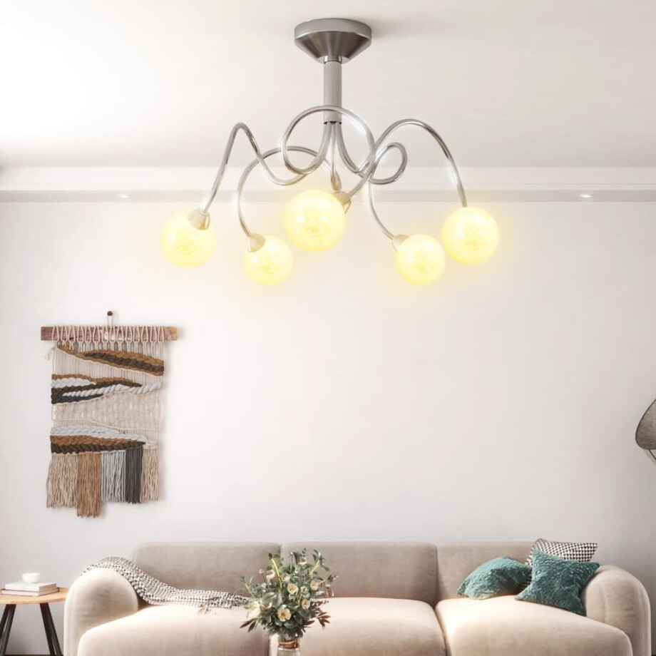 vidaXL Plafondlamp met glasbollen rond 5xG9 afbeelding 1