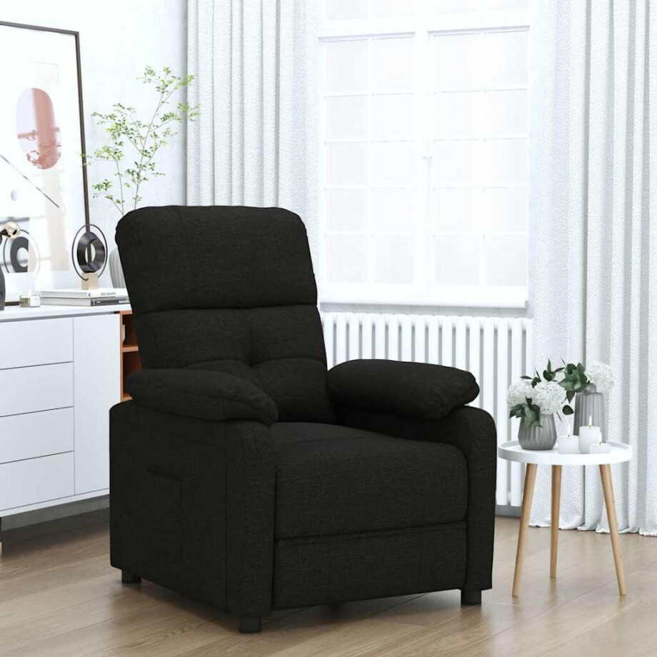 vidaXL Fauteuil verstelbaar stof zwart afbeelding 1