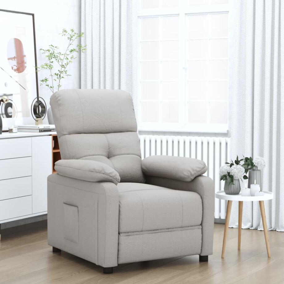 vidaXL Fauteuil verstelbaar stof taupe afbeelding 1