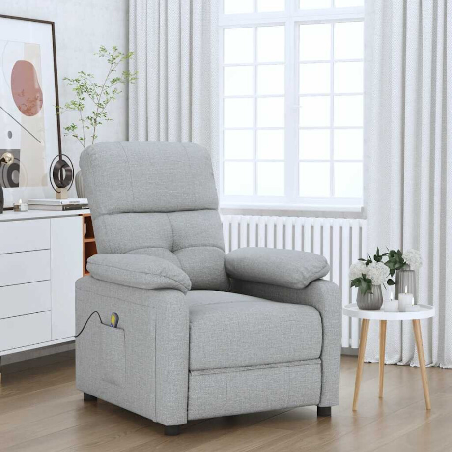 vidaXL Massagestoel stof lichtgrijs vidaXL Massagestoel stof lichtgrijs afbeelding 1