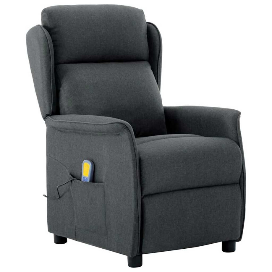 vidaXL Massagestoel met kussen Donkergrijs 93.5 x 67.5 x 101.5 cm Stof vidaXL Massagestoel met kussen Donkergrijs 93.5 x 67.5 x 101.5 cm Stof afbeelding 1