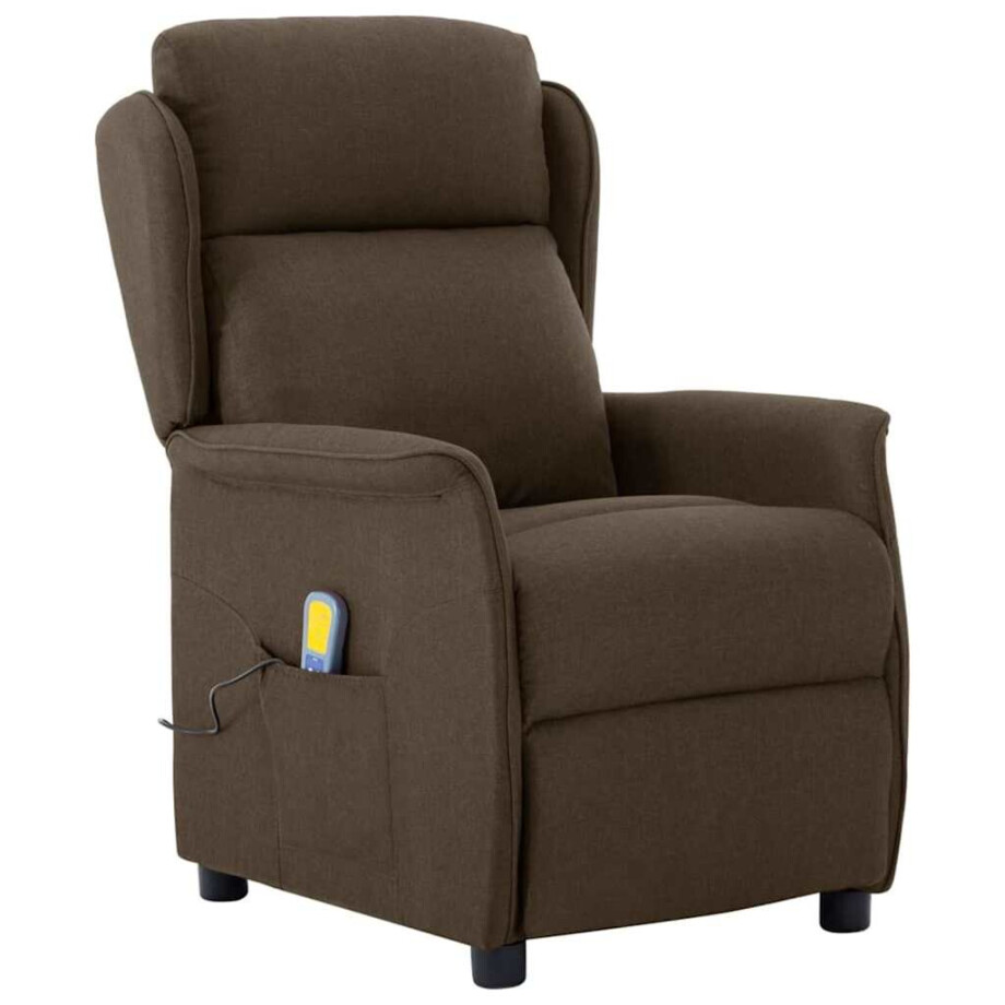 vidaXL Massagestoel met kussen Bruin 93.5 x 67.5 x 101.5 cm Stof vidaXL Massagestoel met kussen Bruin 93.5 x 67.5 x 101.5 cm Stof afbeelding 1