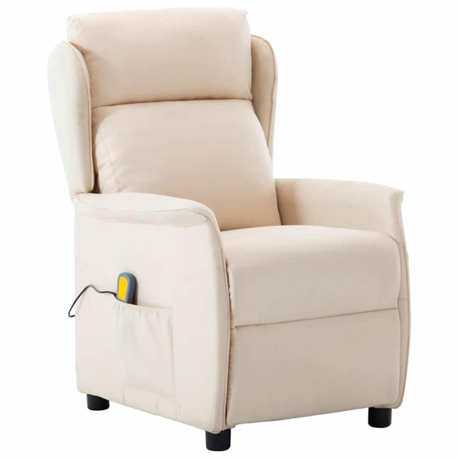 vidaXL Massagestoel met kussen Crème 93.5 x 67.5 x 101.5 cm Stof vidaXL Massagestoel met kussen Crème 93.5 x 67.5 x 101.5 cm Stof afbeelding 1