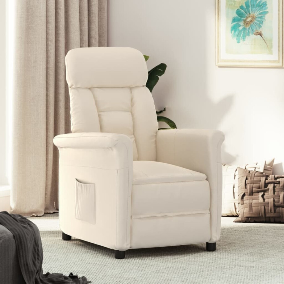 vidaXL Fauteuil verstelbaar microvezelstof beige vidaXL Fauteuil verstelbaar microvezelstof beige afbeelding 1