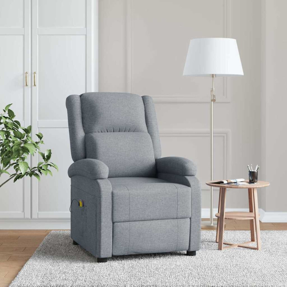 vidaXL Massagestoel stof lichtgrijs vidaXL Massagestoel stof lichtgrijs afbeelding 1