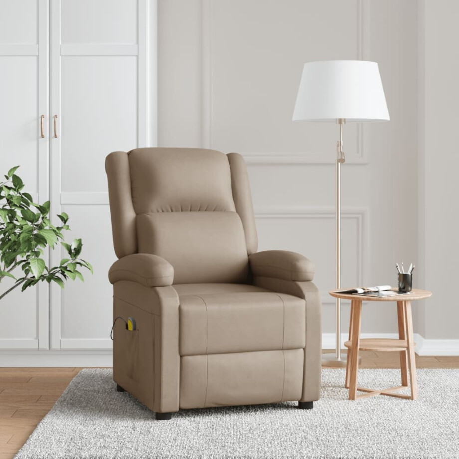 vidaXL Massagestoel kunstleer cappuccinokleurig vidaXL Massagestoel kunstleer cappuccinokleurig afbeelding 1