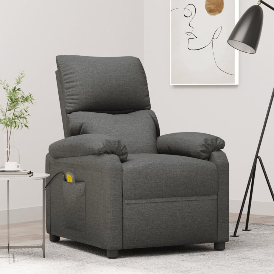 vidaXL Massagestoel stof donkergrijs vidaXL Massagestoel stof donkergrijs afbeelding 1
