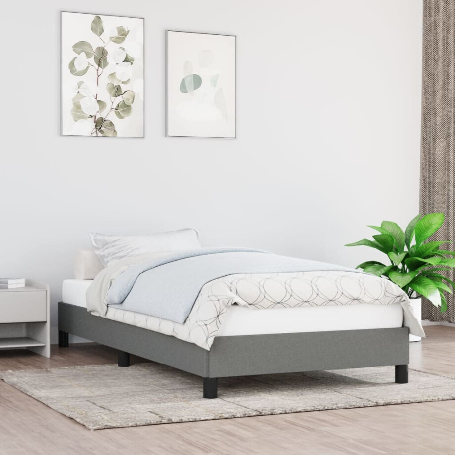 vidaXL Bedframe zonder matras 80x200 cm stof donkergrijs vidaXL Bedframe zonder matras 80x200 cm stof donkergrijs afbeelding 1
