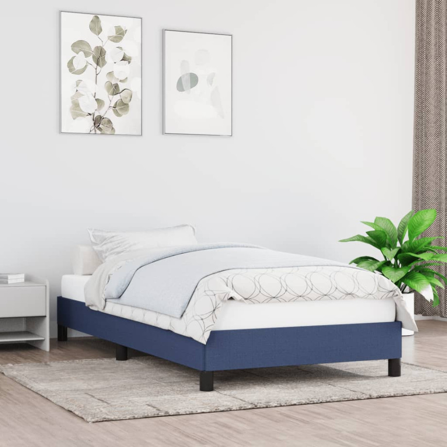 vidaXL Bedframe zonder matras 80x200 cm stof blauw afbeelding 1