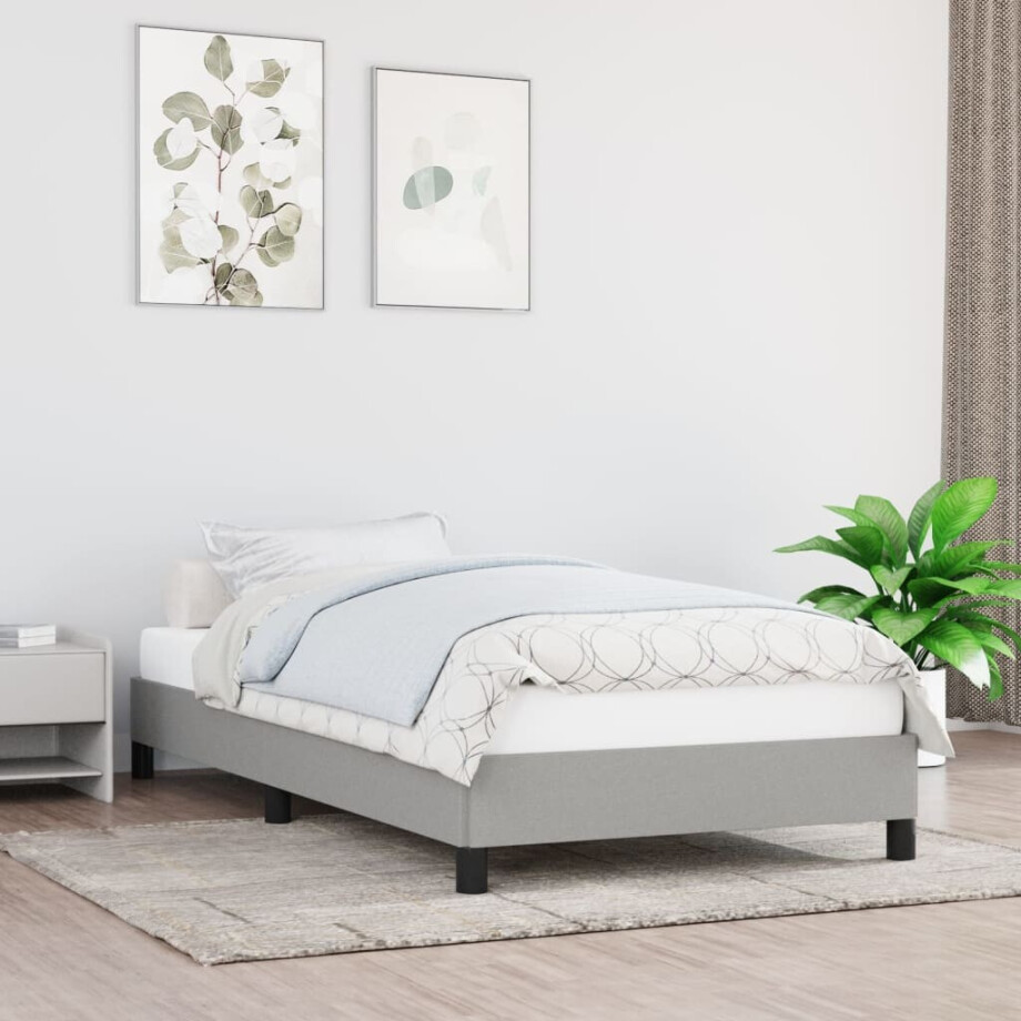 vidaXL Bedframe zonder matras 90x200 cm stof lichtgrijs vidaXL Bedframe zonder matras 90x200 cm stof lichtgrijs afbeelding 1