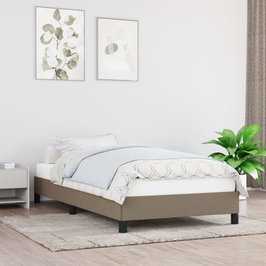 vidaXL Bedframe zonder matras 100x200 cm stof taupe vidaXL Bedframe zonder matras 100x200 cm stof taupe afbeelding 1