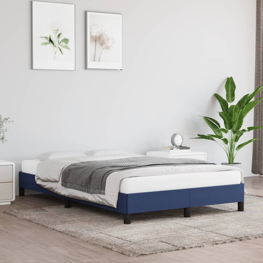 vidaXL Bedframe zonder matras 120x200 cm stof blauw afbeelding 1
