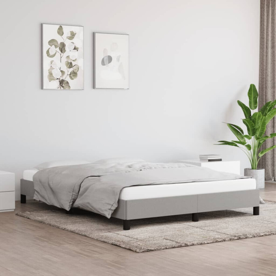 vidaXL Bedframe zonder matras stof lichtgrijs 140x190 cm vidaXL Bedframe zonder matras stof lichtgrijs 140x190 cm afbeelding 1