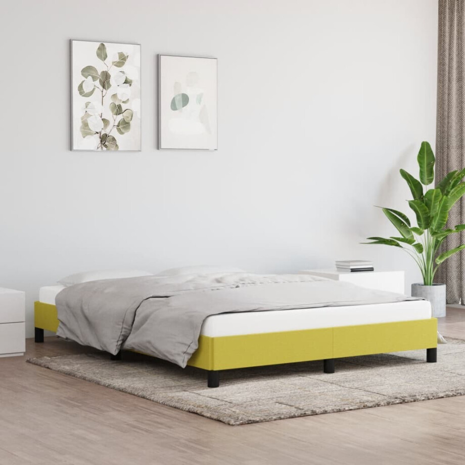 vidaXL Bedframe zonder matras 140x200 cm stof groen vidaXL Bedframe zonder matras 140x200 cm stof groen afbeelding 1