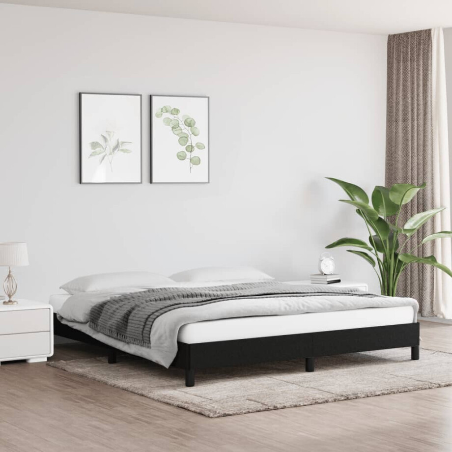 vidaXL Bedframe zonder matras stof zwart 160x200 cm afbeelding 1