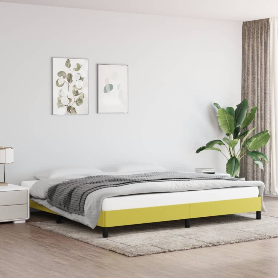 vidaXL Bedframe zonder matras 200x200 cm stof groen afbeelding 1
