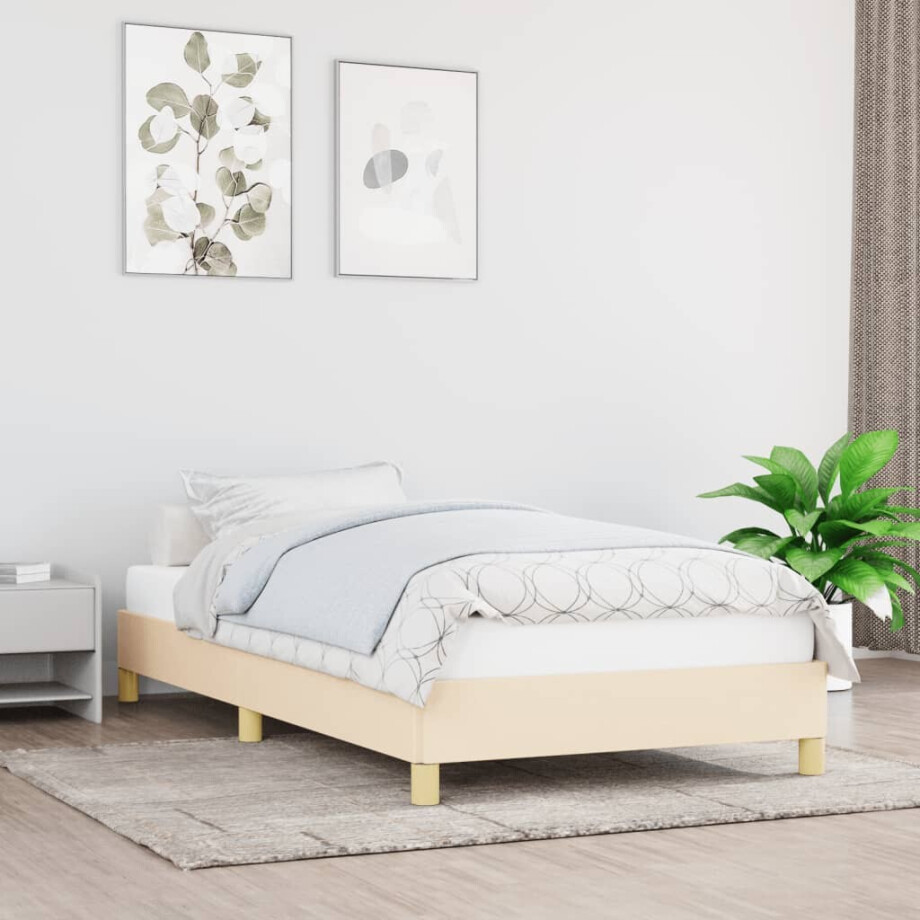 vidaXL Bedframe zonder matras 80x200 cm stof crèmekleurig vidaXL Bedframe zonder matras 80x200 cm stof crèmekleurig afbeelding 1