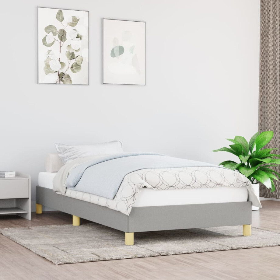 vidaXL Bedframe zonder matras 90x200 cm stof lichtgrijs vidaXL Bedframe zonder matras 90x200 cm stof lichtgrijs afbeelding 1