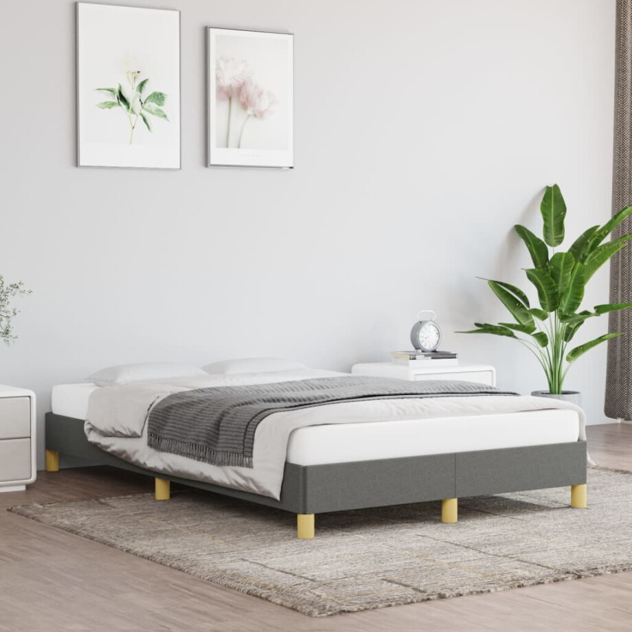 vidaXL Bedframe zonder matras 120x200 cm stof donkergrijs afbeelding 1