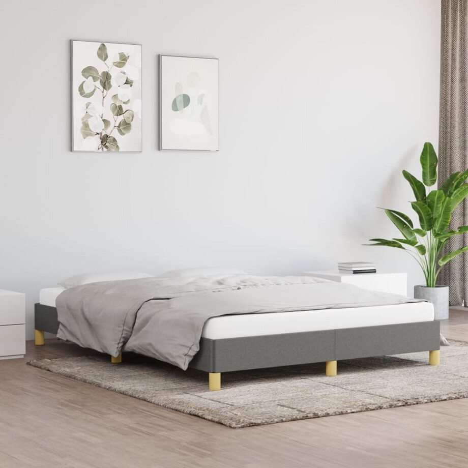 vidaXL Bedframe zonder matras stof donkergrijs 140x190 cm vidaXL Bedframe zonder matras stof donkergrijs 140x190 cm afbeelding 1