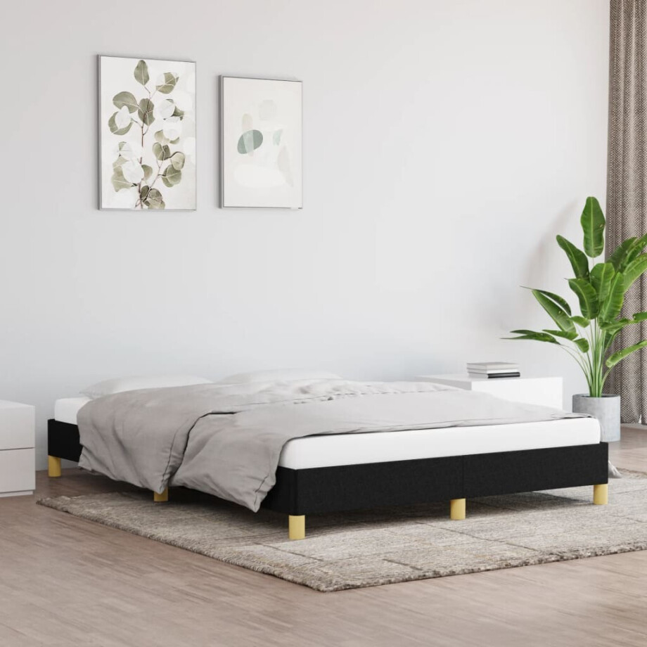 vidaXL Bedframe zonder matras stof zwart 160x200 cm afbeelding 1