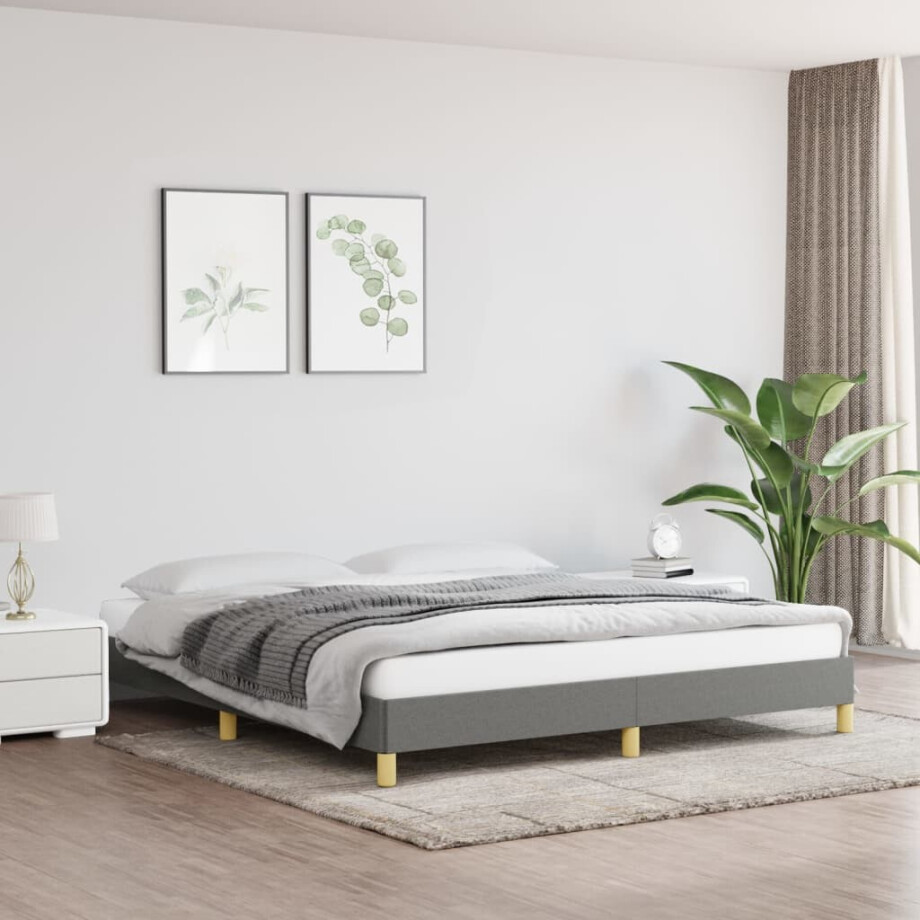 vidaXL Bedframe zonder matras stof donkergrijs 180x200 cm afbeelding 1