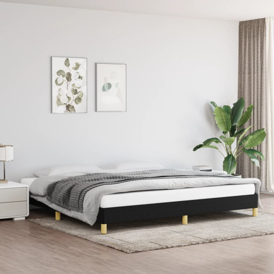 vidaXL Bedframe zonder matras stof zwart 200x200 cm vidaXL Bedframe zonder matras stof zwart 200x200 cm afbeelding 1