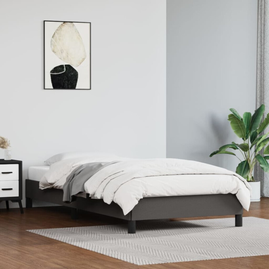 vidaXL Bedframe kunstleer grijs 80x200 cm afbeelding 1